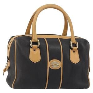 GUCCI Boston Bag Leather Black Gold Auth 160471